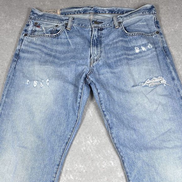 Polo Ralph Lauren Jeans Mens 34 Blue 867 Classic Straight Distressed Rugged 3417 - Picture 3 of 16